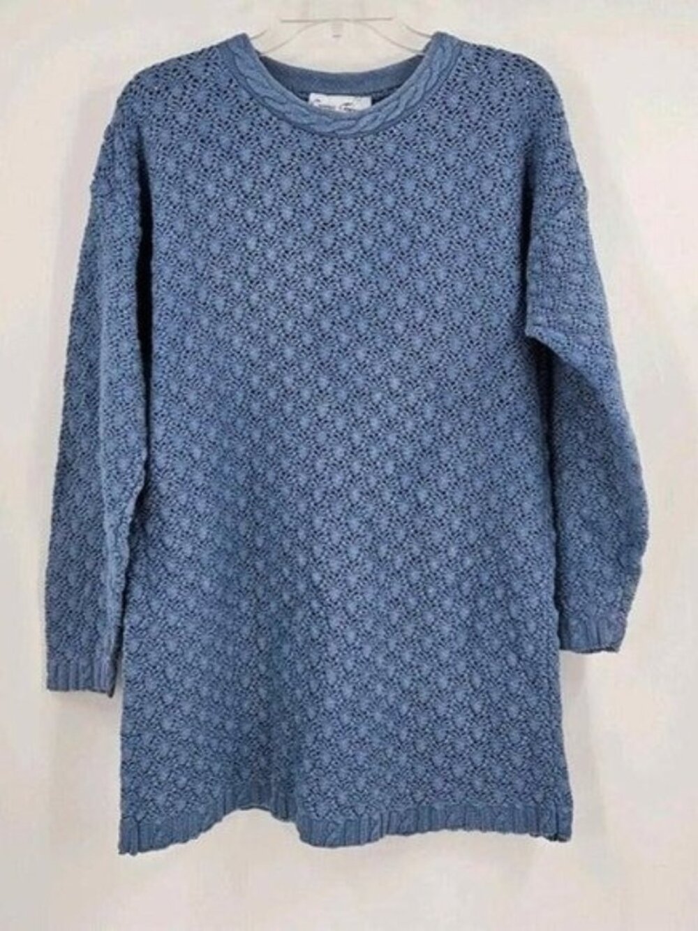 Vintage Blue Oversized Knit Sweater Women’s Small Made in USA